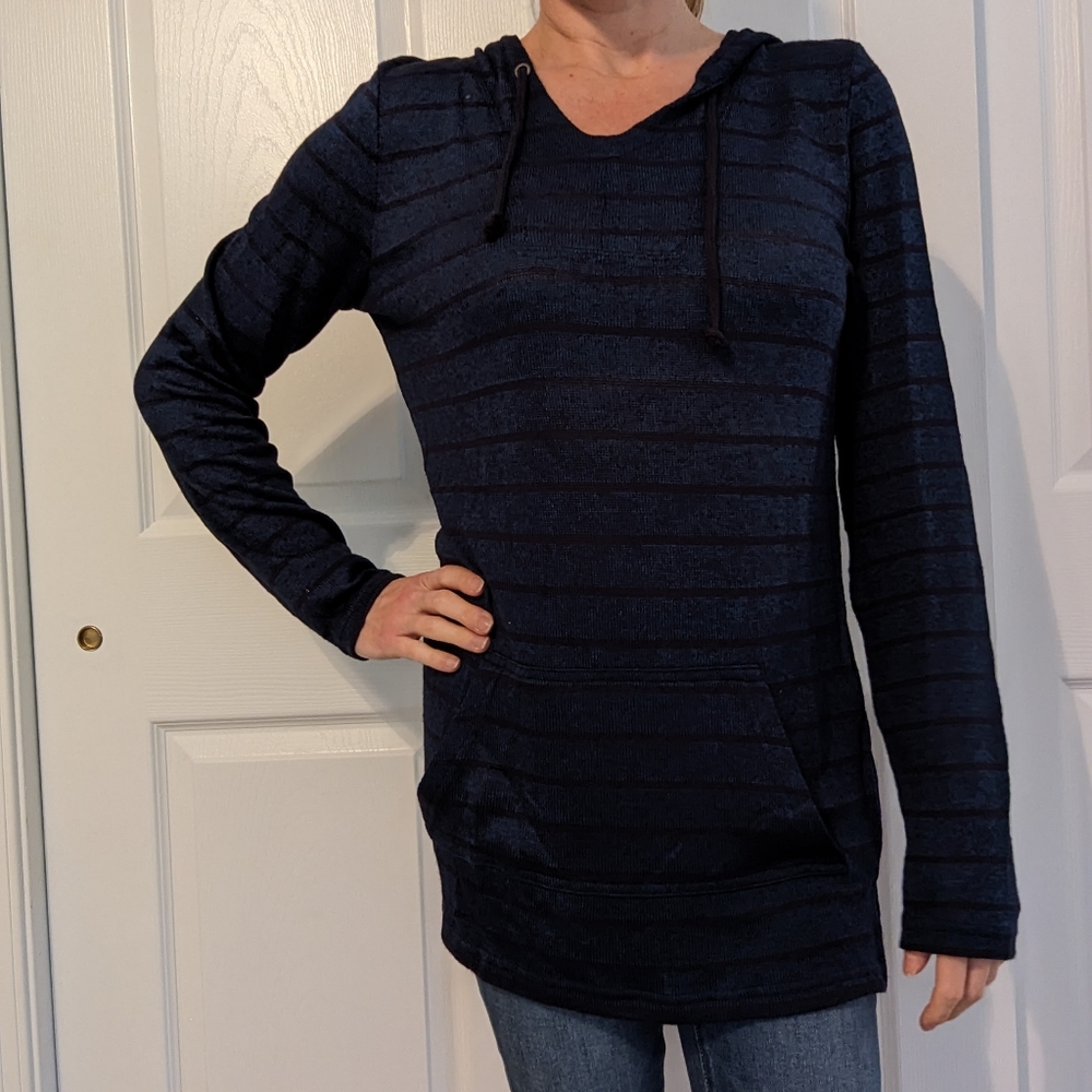 NWT | LOFT | Striped Hooded Sweater | Blue | S
